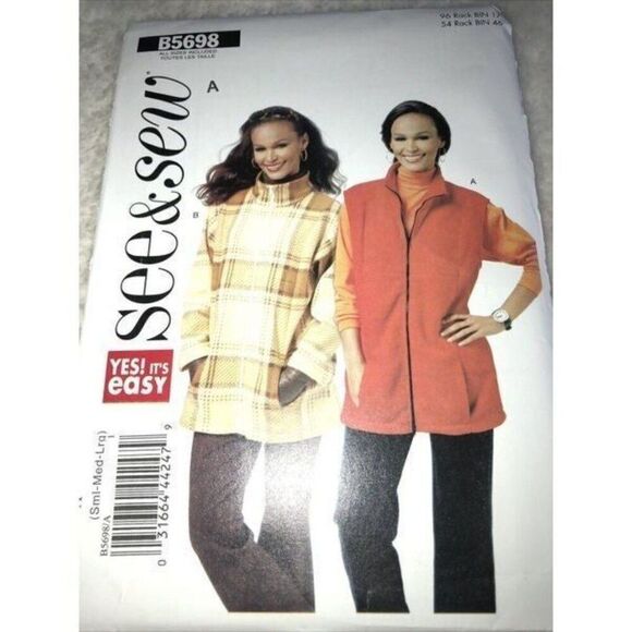 See & Sew B5698 Misses Unlined Vest And Jacket  Pattern New All Size, Easy. - Picture 1 of 4
